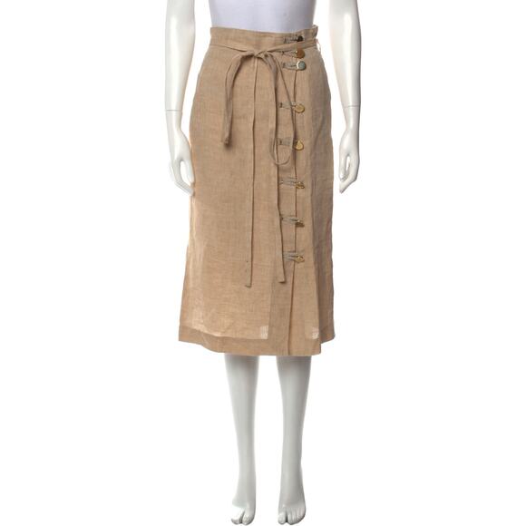 Altuzarra Hiroki Lightweight Linen Midi Length Skirt - S - Brown